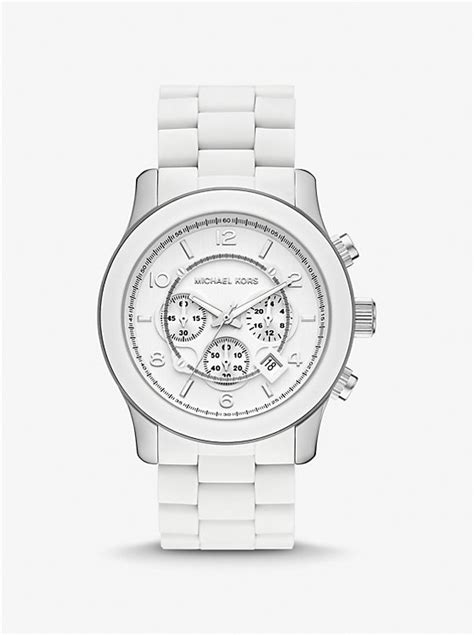 michael kors ceramic white watch nordstrom|oversized runway white tone watch.